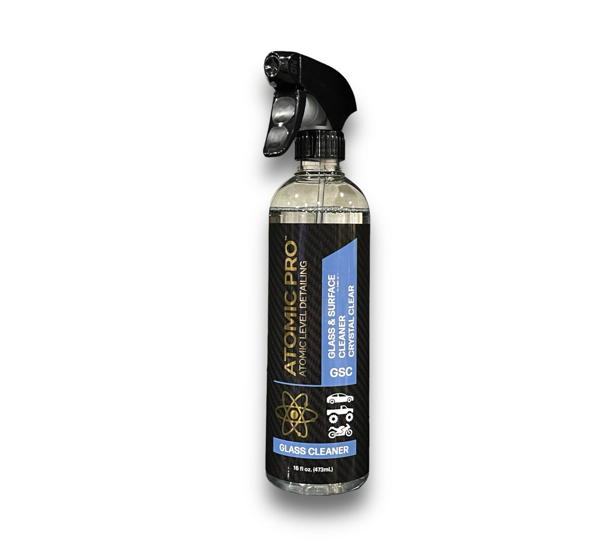 ATOMIC PRO clear Glass and Surface Cleaner is perfect for tinted and non tinted windows 